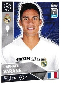 Sticker Raphaël Varane - UEFA Champions League 2020-2021 n. RMA5 - Topps