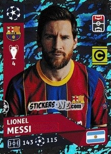 Sticker Lionel Messi (Captain) - UEFA Champions League 2020-2021 n. BAR16 - Topps