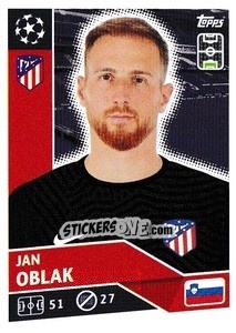 Sticker Jan Oblak - UEFA Champions League 2020-2021 - Topps