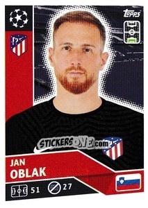 Sticker Jan Oblak - UEFA Champions League 2020-2021 n. ATM3 - Topps