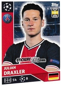 Sticker Julian Draxler - UEFA Champions League 2020-2021 n. PSG14 - Topps