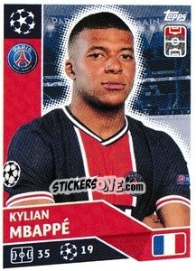 Sticker Kylian Mbappé - UEFA Champions League 2020-2021 n. PSG18 - Topps