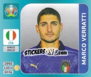 Sticker Marco Verratti - UEFA Euro 2020 Tournament Edition. 654 Stickers version - Panini