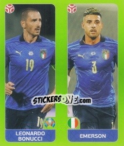 Sticker Leonardo Bonucci / Emerson - UEFA Euro 2020 Tournament Edition. 654 Stickers version - Panini