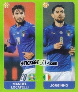 Sticker Manuel Locatelli / Jorginho - UEFA Euro 2020 Tournament Edition. 654 Stickers version - Panini