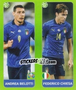 Cromo Andrea Belotti / Federico Chiesa - UEFA Euro 2020 Tournament Edition. 654 Stickers version - Panini
