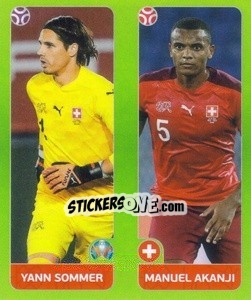 Sticker Yann Sommer / Manuel Akanji - UEFA Euro 2020 Tournament Edition. 654 Stickers version - Panini