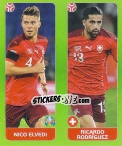 Cromo Nico Elvedi / Ricardo Rodríguez - UEFA Euro 2020 Tournament Edition. 654 Stickers version - Panini