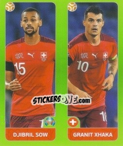 Sticker Djibril Sow / Granit Xhaka - UEFA Euro 2020 Tournament Edition. 654 Stickers version n. 37 - Panini