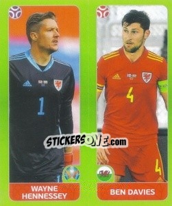 Cromo Wayne Hennessey / Ben Davies - UEFA Euro 2020 Tournament Edition. 654 Stickers version - Panini