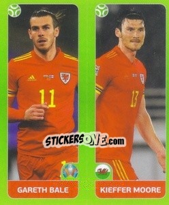 Sticker Gareth Bale / Kieffer Moore - UEFA Euro 2020 Tournament Edition. 654 Stickers version - Panini