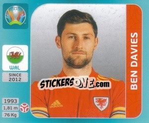 Cromo Ben Davies - UEFA Euro 2020 Tournament Edition. 654 Stickers version - Panini