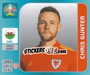 Sticker Chris Gunter - UEFA Euro 2020 Tournament Edition. 654 Stickers version - Panini