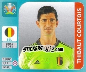 Sticker Thibaut Courtois - UEFA Euro 2020 Tournament Edition. 654 Stickers version - Panini