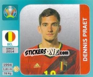 Sticker Dennis Praet - UEFA Euro 2020 Tournament Edition. 654 Stickers version n. 125 - Panini