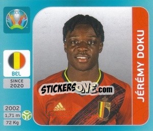 Sticker Jérémy Doku - UEFA Euro 2020 Tournament Edition. 654 Stickers version - Panini