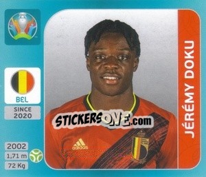 Sticker Jérémy Doku - UEFA Euro 2020 Tournament Edition. 654 Stickers version n. 131 - Panini