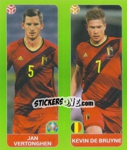 Sticker Jan Vertonghen / Kevin de Bruyne - UEFA Euro 2020 Tournament Edition. 654 Stickers version - Panini