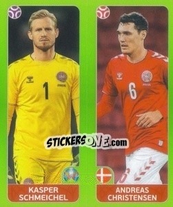 Sticker Kasper Schmeichel / Andreas Christensen - UEFA Euro 2020 Tournament Edition. 654 Stickers version - Panini