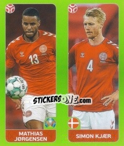 Cromo Mathias Jørgensen / Simon Kjær - UEFA Euro 2020 Tournament Edition. 654 Stickers version - Panini