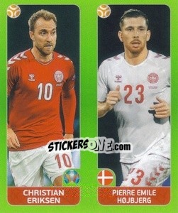 Sticker Christian Eriksen / Pierre Emile Højbjerg - UEFA Euro 2020 Tournament Edition. 654 Stickers version - Panini