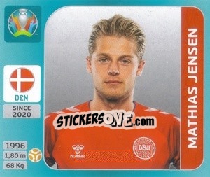 Figurina Mathias Jensen - UEFA Euro 2020 Tournament Edition. 654 Stickers version - Panini