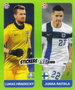 Sticker Lukas Hradecky / Jukka Raitala - UEFA Euro 2020 Tournament Edition. 654 Stickers version n. 190 - Panini