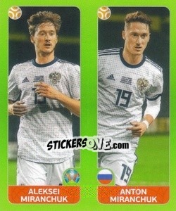 Sticker Aleksei Miranchuk / Anton Miranchuk - UEFA Euro 2020 Tournament Edition. 654 Stickers version - Panini