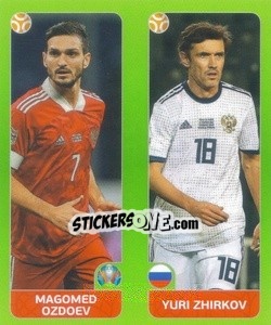 Sticker Magomed Ozdoev / Yuri Zhirkov - UEFA Euro 2020 Tournament Edition. 654 Stickers version - Panini