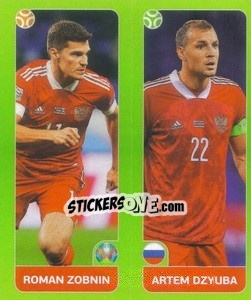 Sticker Roman Zobnin / Artem Dzyuba - UEFA Euro 2020 Tournament Edition. 654 Stickers version - Panini