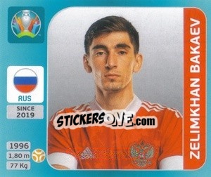 Cromo Zelimkhan Bakaev - UEFA Euro 2020 Tournament Edition. 654 Stickers version - Panini