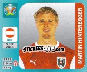 Sticker Martin Hinteregger - UEFA Euro 2020 Tournament Edition. 654 Stickers version - Panini