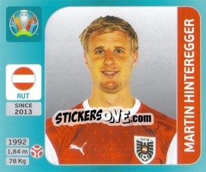 Figurina Martin Hinteregger - UEFA Euro 2020 Tournament Edition. 654 Stickers version - Panini