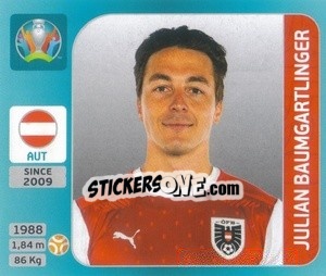 Cromo Julian Baumgartlinger - UEFA Euro 2020 Tournament Edition. 654 Stickers version - Panini