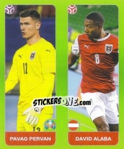 Sticker Pavao Pervan / David Alaba - UEFA Euro 2020 Tournament Edition. 654 Stickers version n. 244 - Panini