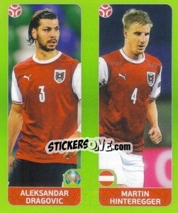 Sticker Aleksandar Dragovic / Martin Hinteregger - UEFA Euro 2020 Tournament Edition. 654 Stickers version - Panini