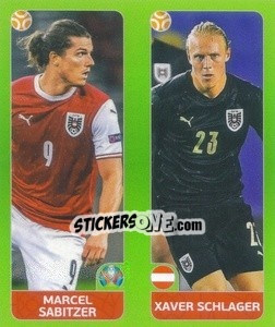 Sticker Marcel Sabitzer / Xaver Schlager - UEFA Euro 2020 Tournament Edition. 654 Stickers version - Panini