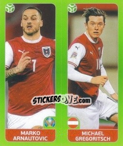 Sticker Marko Arnautovic / Michael Gregoritsch - UEFA Euro 2020 Tournament Edition. 654 Stickers version n. 249 - Panini