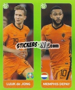 Sticker Luuk de Jong / Memphis Depay - UEFA Euro 2020 Tournament Edition. 654 Stickers version - Panini