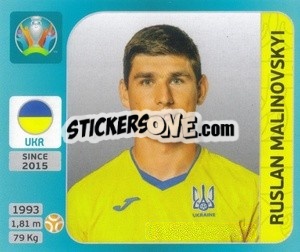 Sticker Ruslan Malinovskyi - UEFA Euro 2020 Tournament Edition. 654 Stickers version - Panini