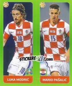 Sticker Luka Modric / Mario Pašalic - UEFA Euro 2020 Tournament Edition. 654 Stickers version - Panini