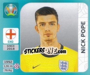 Sticker Nick Pope - UEFA Euro 2020 Tournament Edition. 654 Stickers version n. 387 - Panini