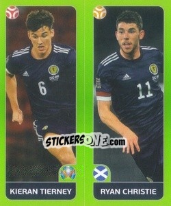 Cromo Kieran Tierney / Ryan Christie - UEFA Euro 2020 Tournament Edition. 654 Stickers version - Panini