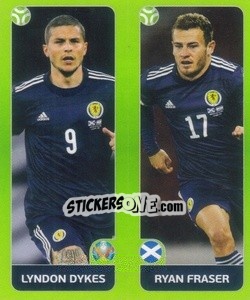 Cromo Lyndon Dykes / Ryan Fraser - UEFA Euro 2020 Tournament Edition. 654 Stickers version - Panini