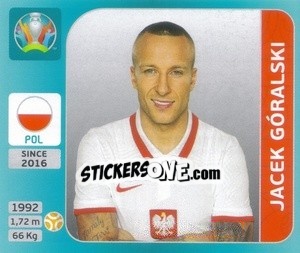Sticker Jacek Góralski - UEFA Euro 2020 Tournament Edition. 654 Stickers version - Panini