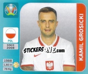 Sticker Kamil Grosicki - UEFA Euro 2020 Tournament Edition. 654 Stickers version - Panini