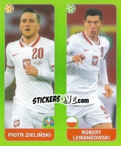 Sticker Piotr Zieliński / Robert Lewandowski - UEFA Euro 2020 Tournament Edition. 654 Stickers version - Panini