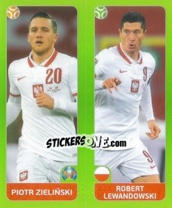 Sticker Piotr Zieliński / Robert Lewandowski - UEFA Euro 2020 Tournament Edition. 654 Stickers version n. 464 - Panini