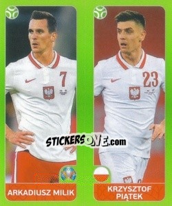 Sticker Arkadiusz Milik / Krzysztof Piątek - UEFA Euro 2020 Tournament Edition. 654 Stickers version n. 465 - Panini
