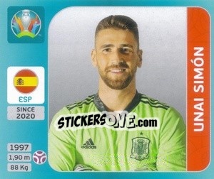 Cromo Unai Simón - UEFA Euro 2020 Tournament Edition. 654 Stickers version - Panini